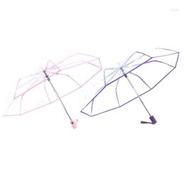 Umbrellas 2x Transparent Umbrella Automatic Rain Women Men Sun Auto Compact Folding Windproof Style & P