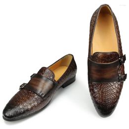 Dress Shoes Loafers Luxury Mens Genuine Leather Snake Print Wedding Party Casual Shoe For Male Slip-On Comfortable Footwear EVA