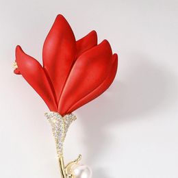 Brooches Elegant Crystal Red Rose Pins For Rhinestone Flower Brooch Women Clothing Accessories Fashion Wedding Banquet