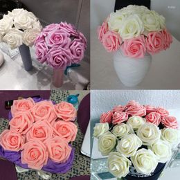 Decorative Flowers Yoshiko Pe Foam Roses Fake Flower Bouquet Artificial For Wedding Bride Party Home DIY Decoration