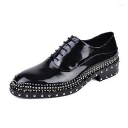 Dress Shoes Rivet Men's Handmade Oxford Gentleman's First Layer Cowhide Banquet Stage Men Business Formal Leather Male