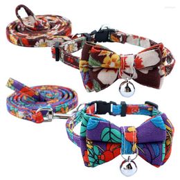 Dog Collars Cat Collar Go Out Leash Cute Bow Pet Set Durable Adjustable For Small Medium Dogs Supplies