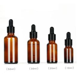 Brown Pipette Essential Oil Glass Bottles with Dropper 5ML-100ML With Black Lid