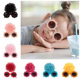 2pcs/lot Baby Girls Sunglasses Flower Hair Clips Set Chiffon Floral Hairpins Fashion Sunflower Glasses Birthday Gift