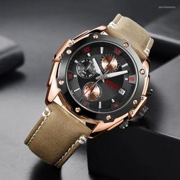 Wristwatches MEGIR Men's Top Brand Fashion Watch Casual Sports Leather Chronograph Quartz Wrsitwatches For Male Luminous Hands Men
