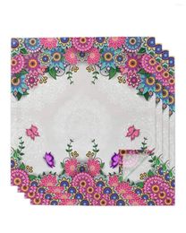 Table Napkin 4/6/8pcs Geometric Floral With Butterflies Kitchen Napkins Dinner For Wedding Banquet Party Decoration