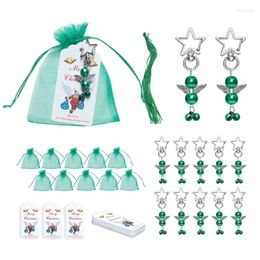 Keychains Merry Christmas Party Favours Set Angel Star Bells Pendant Key Chain Candy Gift Bags Tags Card For Xmas Holiday Ornament