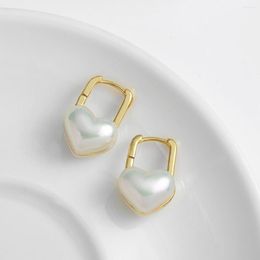 Hoop Earrings AENSOA Trendy Love Heart Pearl For Women Gold Color Copper Alloy Ear Buckle Small Jewelry 2023