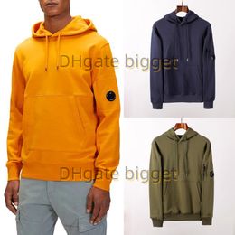 Fleece Sweat Hoodie Men's Casual Pullover With Hat Lens Applique