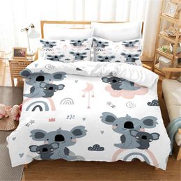 Bedding Sets Koala Set 3D Pink/Blue/Green Duvet Cover 2/3 Pcs Kids Gift Bedclothes For Boys Girls Pillowcase(No Sheets)