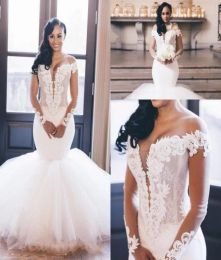 Wedding 2023 Mermaid Dresses Bridal Gown Off The Shoulder Lace Applique Floor Length Ruffles Custom Made Vestidos De Novia Plus Size