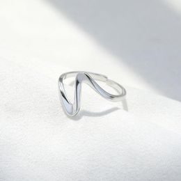 Cluster Rings " Fake One Penalty Ten 925 Sterling Silver Design Sense Wave Opening Geometric Ring Simple Jewelry