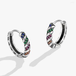 Hoop Earrings Punk Fashion Trend Exquisite Colorful Zircon For Women Girls Jewelry Party Wedding Gift Eh033