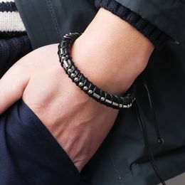 Popolare braccialetto di fascino in codice Morse in pelle nera per regalo di amanti