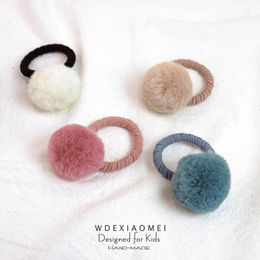 Hair Accessories Cute Fluffy Soft Faux Fur Ball Ropes Elastic Bands Fashion Girls Women Ties Ponytail Holders Rubber