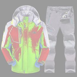 Skiing Jackets Ski Suit Men Winter And Pants Fleece Warm Waterproof Men's Snowboard Jacket Outdoor Camping Snow Trousers