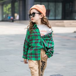 Kids Shirts Spring Fashion Girls Plaid Shirts Color School Girl Blouse Shirts for Girls Long Sleeve Blouse Designs Outerwear 230321