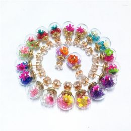 Stud Earrings 2023 Design Fashion Brand Jewelry Glass Flowers Crystal Earring Double Side Pearl Summer Style Daisy For Women