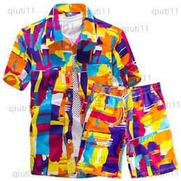 Men's Tracksuits Men's Tracksuits Mens Hawaiian Shirts Set 2021 Fashion Summer Floral Men Print Beach Shorts Short Sleeve Tracksuit Sets T230321