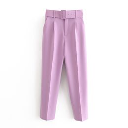 Women's Pants Capris Women candy Colour pants purple orange beige Colour chic business Trousers female fake zipper pantalones mujer pants P616 230321