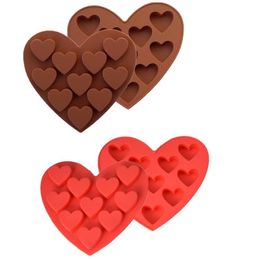 Silicone Cake Mould 10 Lattices Heart Shaped Chocolate Mold Baking DIY SN4349