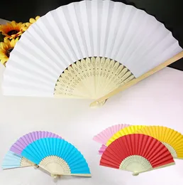 20pcs Summer Colours Party Decoration and Held Fan Blank White DIY Paper Bamboo Folding for Hand Practise Calligraphy Painting Drawing Wedding Party Gifts