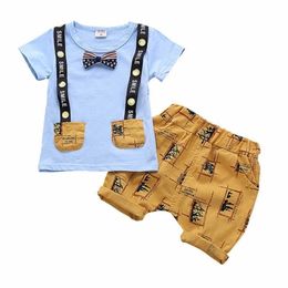 Kleidungsstücke neue Sommerkinder Jungen Mädchen Kleidung Fashion Kinder Baumwoll -Bekleidungsanzug Kleinkind Cartoon T -Shirt Shorts 2pcs Baby Casual Tracksan Z0321