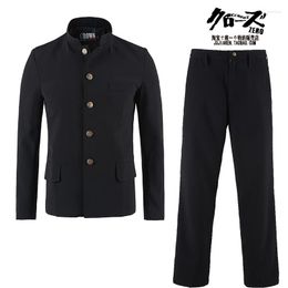 Men's Suits Japanese Suzuran School Uniform Male Men's Boy Slim Blazer Chinese Suit Set Jacket Pants Korean Long Genji