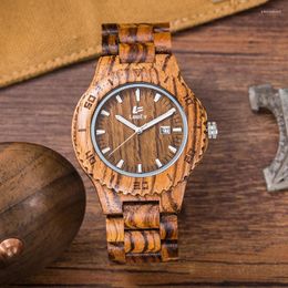 Wristwatches LeeEv Men Wooden Quartz Watches Fashion Casual Auto Date Luminous Hands Husband Relogio Masculino Gift