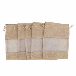 Storage Bags Closet Organiser 15pcs Muslin Transparent Bag Natural Breathable DIY Handcraft Drawstring Gift For Jewellery