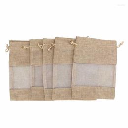 Storage Bags Closet Organizer 15pcs Muslin Transparent Bag Natural Breathable DIY Handcraft Drawstring Gift For Jewelry