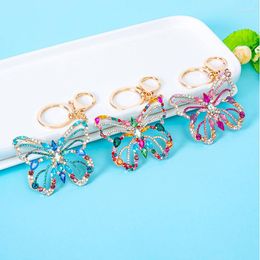 Keychains Creative Design Hollow Out Alloy Butterfly Charm Keychain Zirconia Bag Decoration For Car Key Universal Ring Jewellery Gifts