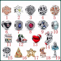 2023 New Popular Pandora S925 Pure Silver Bead Christmas Series Snowflake Christmas Tree Christmas House DIY Fashion Accessories