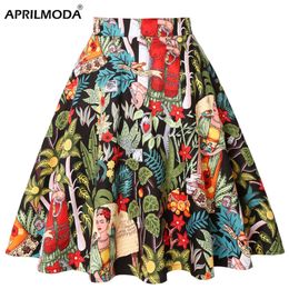 Skirt's Runway Cotton Retro Vintage Skirt Black Faldas High Waist A Line Rockabilly Jupe 50s Swing Umbrella Skirts Pin Up Skater 230321