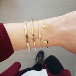 Charm Bracelets 4pcs/set Crystal For Women Geometric Slim Set Gift Jewellery