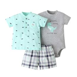 Clothing Sets summer outfit for baby boy short sleeve T shirt topsbodysuitshorts newborn baby girl clothes set new born clothing suit 2021 Z0321