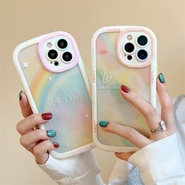 Luxury Colourful Graffiti Watercolour Rainbow Star Phone Case For IPhone 14 Pro Max 13 12 11 Pro Max Shockproof Bumper Soft Back Cover