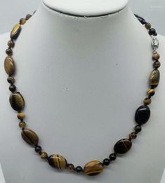 Chains Fine 13x18mm Oval &6mm Round Yellow Tiger's Eye Gemstone Beads Necklace 18 Inch Fashion Ladies Jewellery