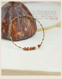 Strand Mini Beaded Bracelet Sunstone Nugget Sand Flash Orange Extremely Fine Five-Color Lucky Beads Female Jewellery