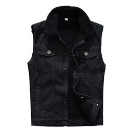 Men's Vests Autumn Winter Fashion Casual Black Hooded Sleeveless Denim Jacket Street Punk Style Multiple Size Options 230320