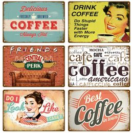 Tin Sign Coffee Retro Poster Vintage Wall Poster Metal Sign Decorative Wall Plate Kitchen Plaque Metal Vintage Decor Accessories 30X20cm W03