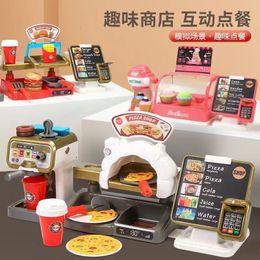 Other Toys Children's play house water coffee machine toy multifunctional simulation cash register dessert burger shop 3 years old 6 boys 230320