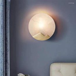 Wall Lamps Alabaster Brass Light Chinese Gold Luxury Lamp Creative Designer Background Aisle Bedside Bathroom Marble Home