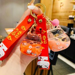 Ins Trend Fashion Style Keychain CuteKitten In Bottle Keychain Pendant Car Keychain Bag Decoration Jewelry Accessories Creative Holiday Gifts