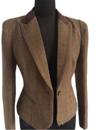 Women's Suits Blazers Suit Vintage Herringbone Tweed Jacket Casual Fashion Outerwear Temperament Slim Fit Single Button Custom Blazer 230321