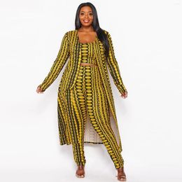 Tracksuits Plus Size Women Sets Snakeskin Tie Dye Long Jackets And Pants 2023 Autumn Three Two Piece Set Female Designer Casual Clothing