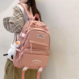 Backpack Fashion Cute Waterproof For Girls School Bag Multi Pocket Harajuku Travel Backbags Nylon Women Large Capacity Bookbags