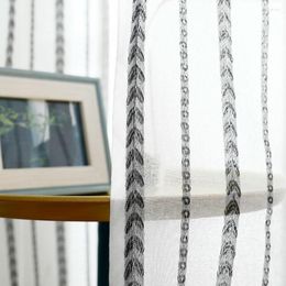 Curtain Heart Stripe Polyester Tulle Window Living Room Bedroom Drape Home Decor