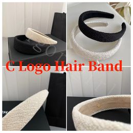 Nytt designer hårband för flicka bomullsmaterialbredd tunn band lady kvinnor retro klassiska hårtillbehör dekoration c logotyp 4 färg läder hårband lyx varumärke logotyp