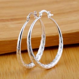 Hoop Earrings Street Fashion 925 Sterling Silver Classic 4CM Big Circle For Women Party Jewellery Christmas Gifts